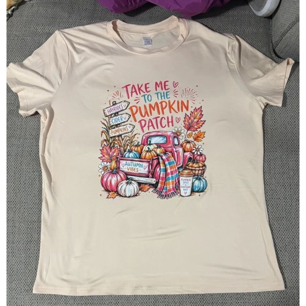 Take Me to the Pumpkin Patch Fall Graphic T-Shirt Women’s Large